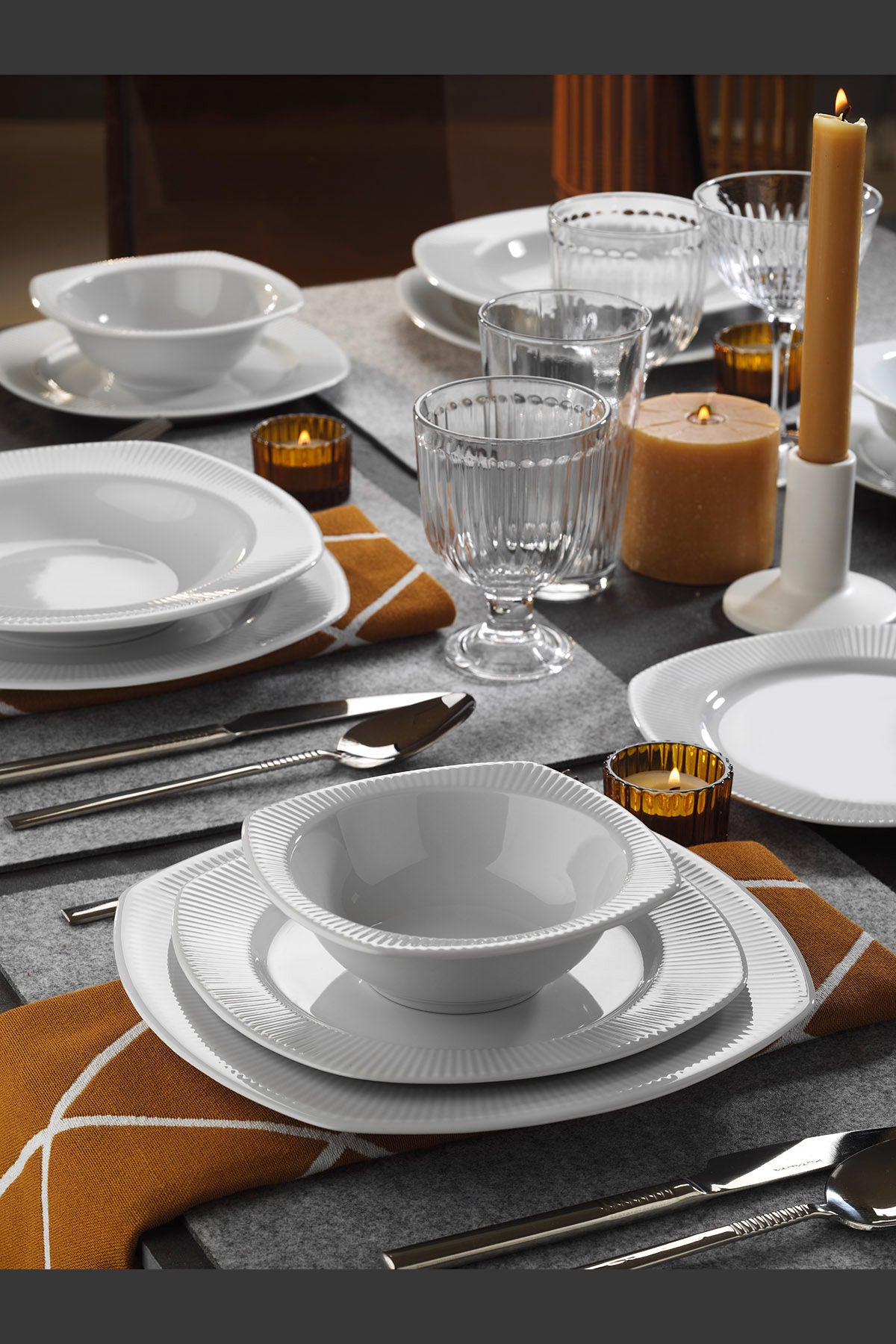 Rani Home Yemek Takımı (24 Parça) Kütahya Porselen Beyaz HE-6821