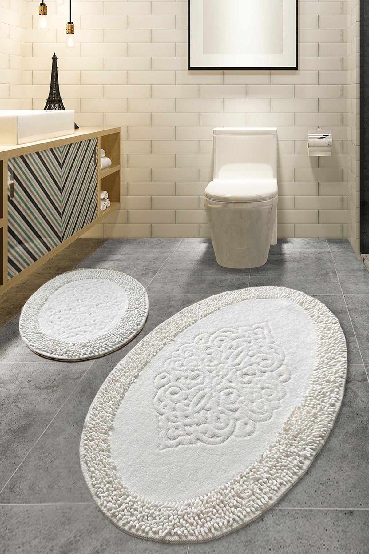 Rani Home Banyo Paspası Seti Ekru BA-6283