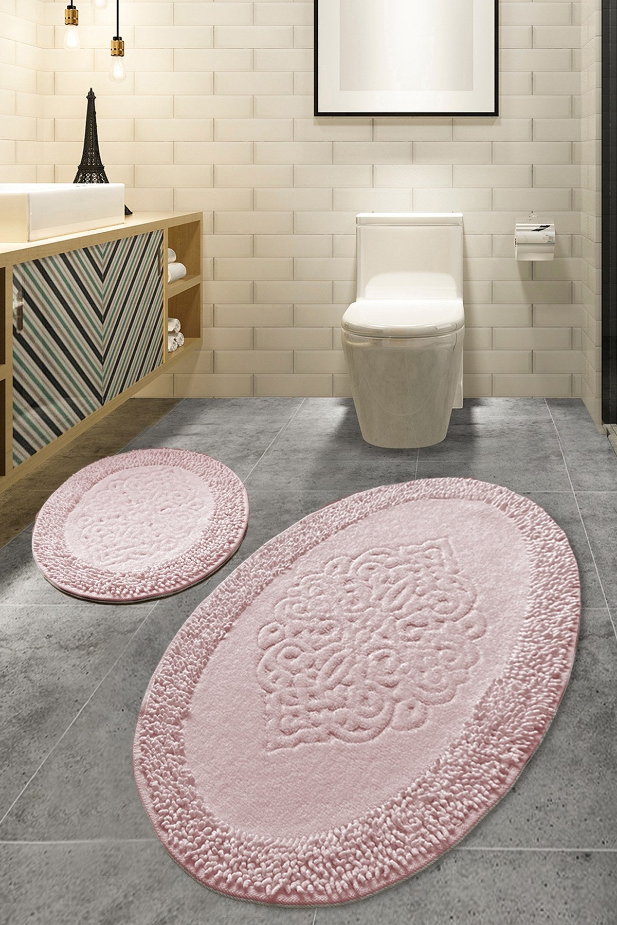 Rani Home Banyo Paspası Seti Pembe BA-6284