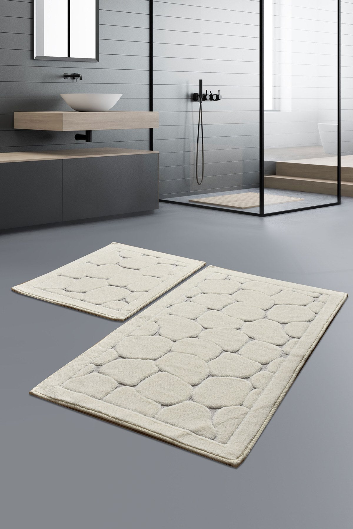 Rani Home Banyo Paspası Seti Ekru BA-6285