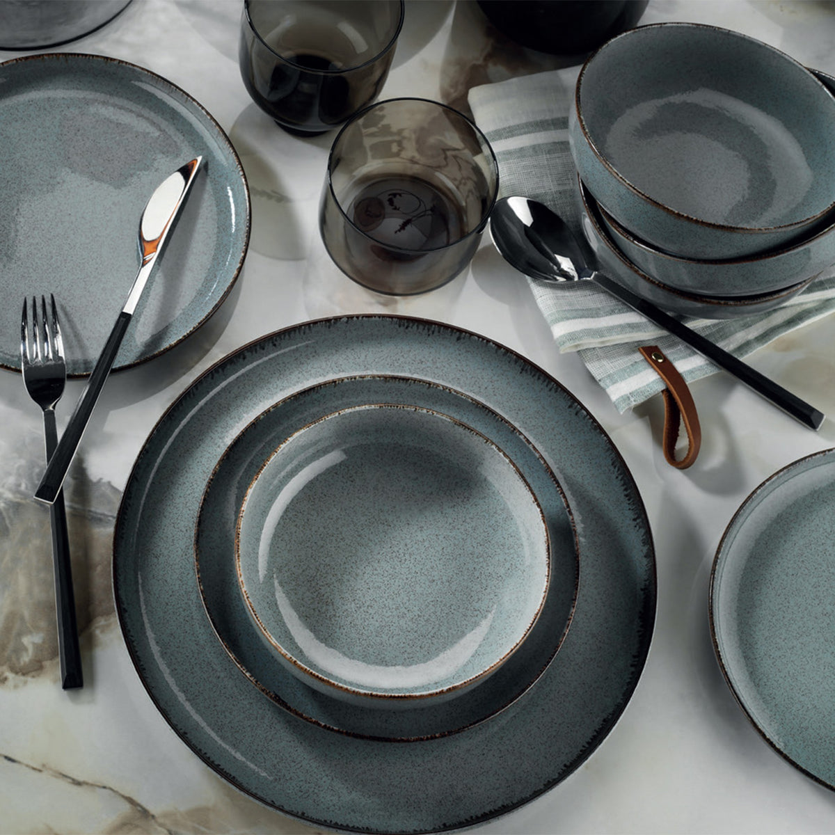 Rani Home Yemek Takımı (24 Parça) Kütahya Porselen Mavi HE-6833