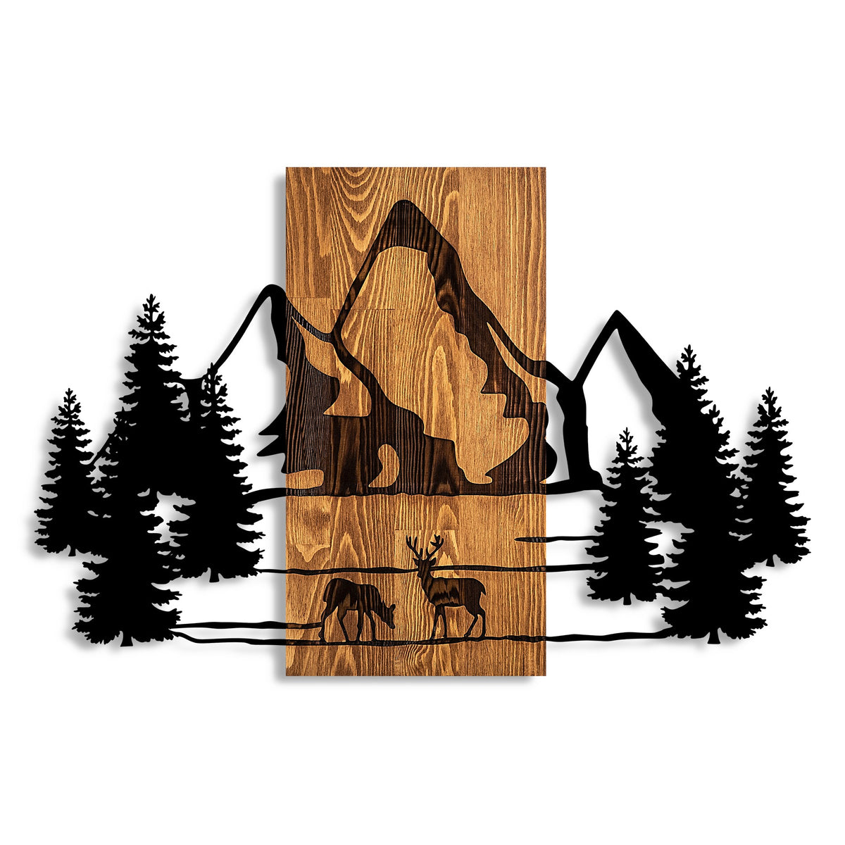 Rani Home Dekoratif Ahşap Duvar Aksesuarı Ceviz - Siyah AA-5883