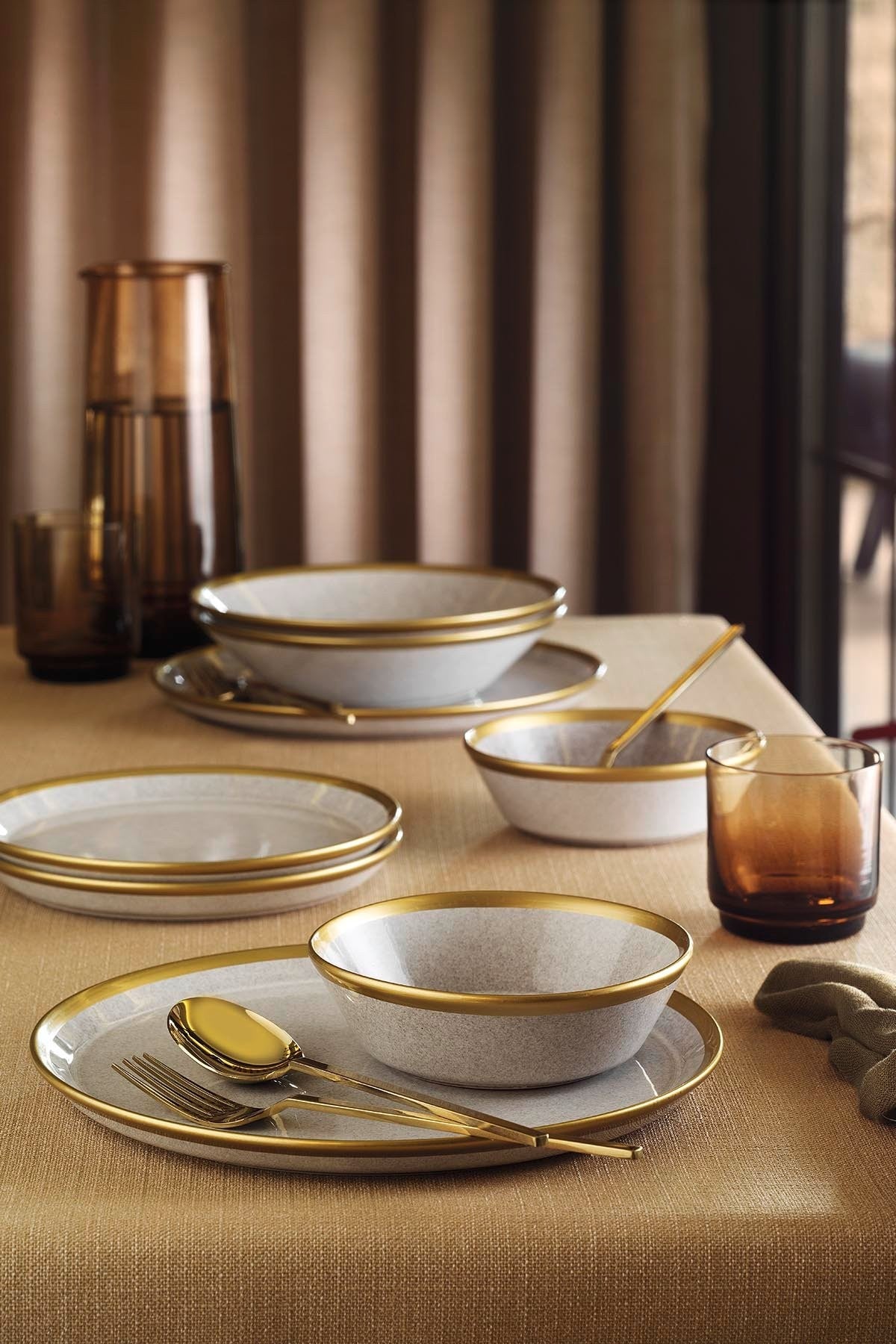 Rani Home Yemek Takımı (16 Parça) Kütahya Porselen Gri - Altın HC-6916