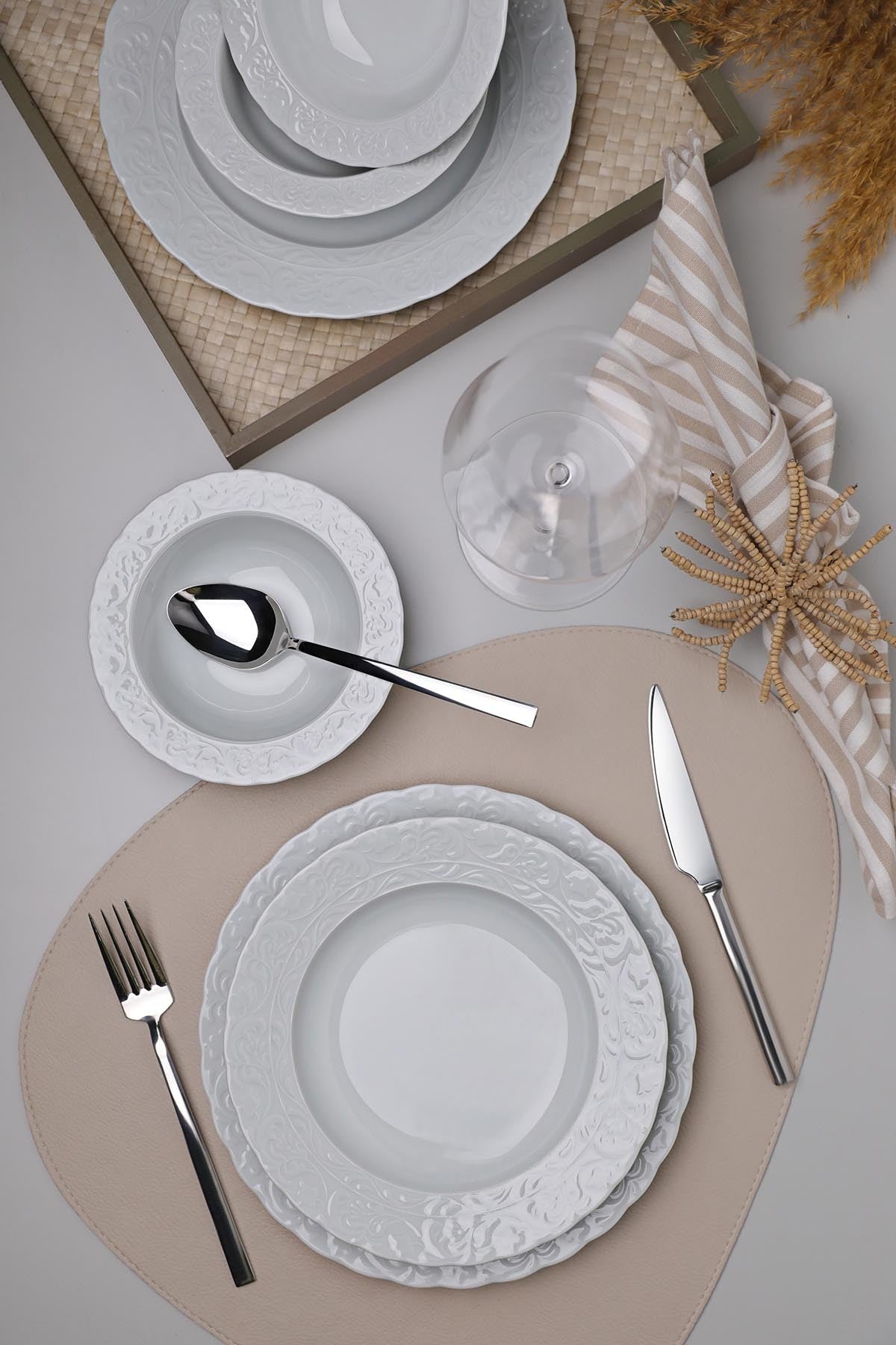 Rani Home Yemek Takımı (18 Parça) Kütahya Porselen Beyaz HD-6920