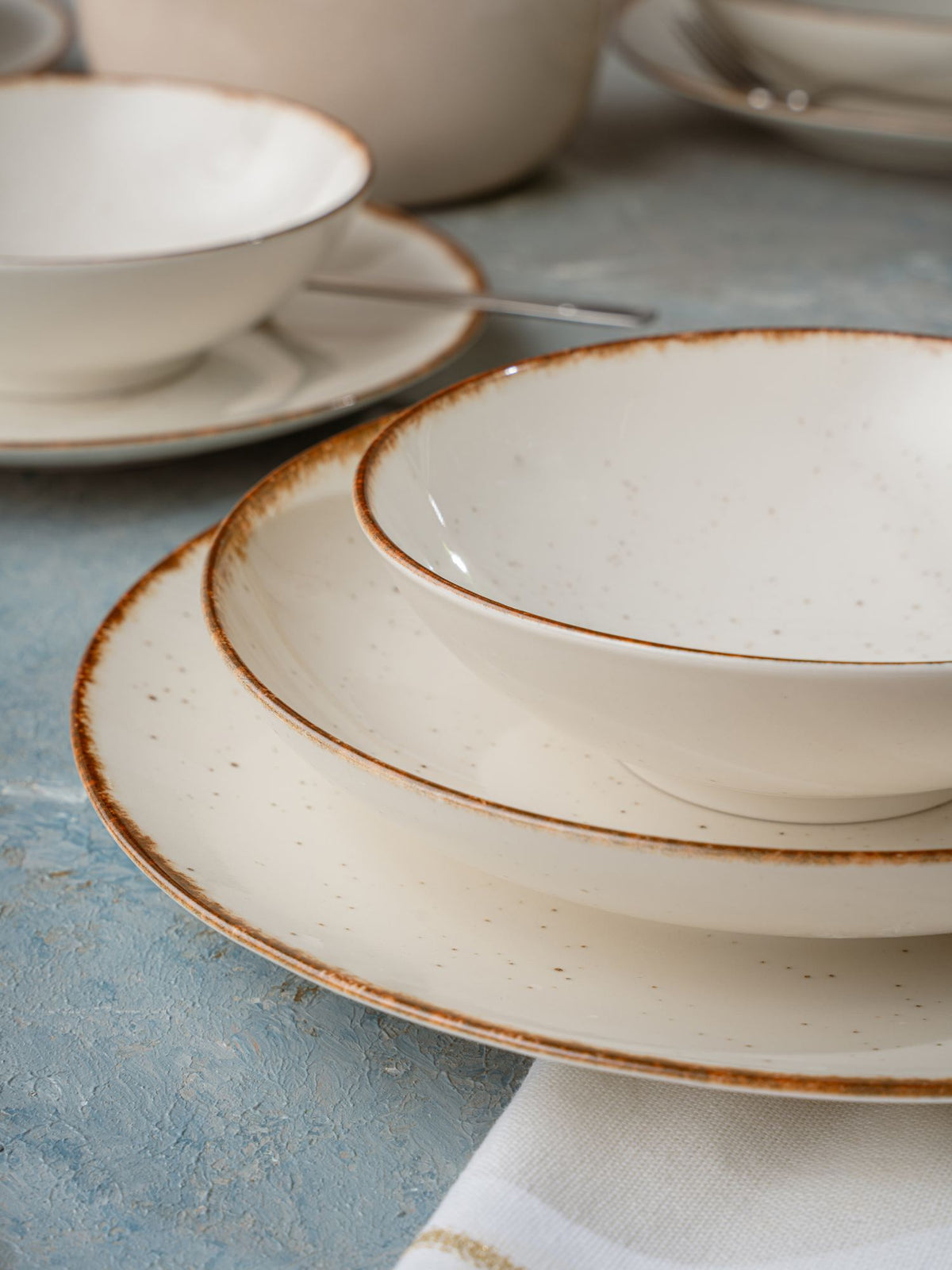 Rani Home Yemek Takımı (24 Parça) Güral Porselen Beyaz - Kahverengi HE-6769