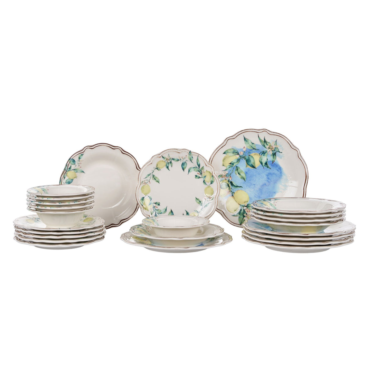 Rani Home Yemek Takımı (24 Parça) Hermia Yeşil - Sarı - Kahverengi HE-6803
