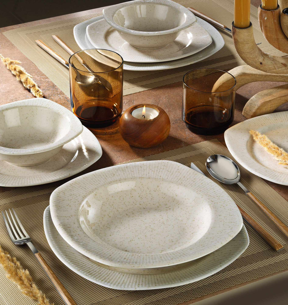 Rani Home Yemek Takımı (24 Parça) Kütahya Porselen Krem - Tarçın HE-6884