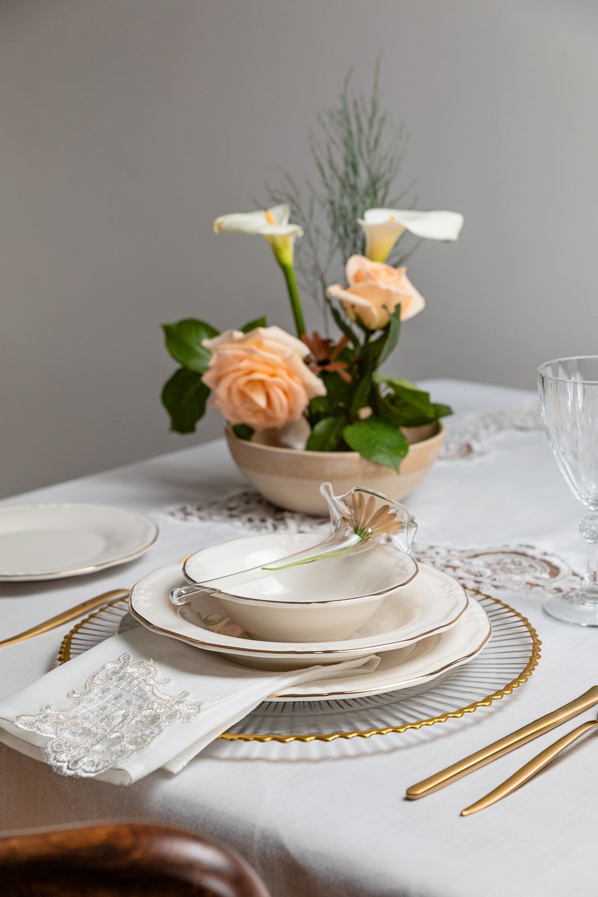 Rani Home Yemek Takımı (24 Parça) Hermia Beyaz - Altın HE-6811
