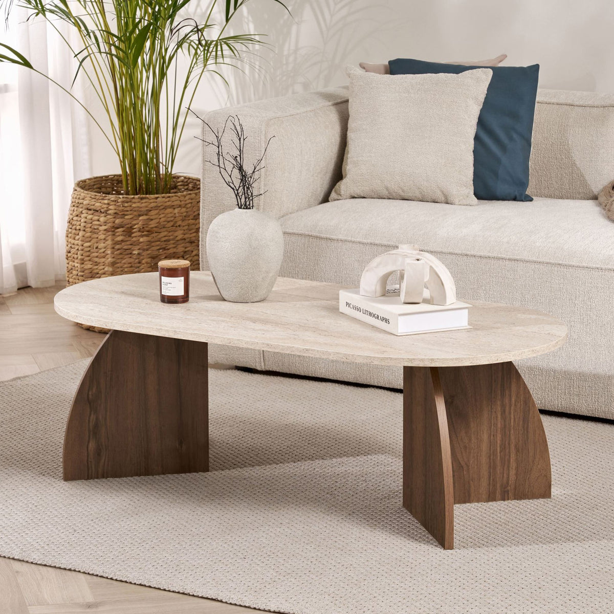Rani Home Orta Sehpa Traverten - Venedik Cevizi 120 Cm AB-5747