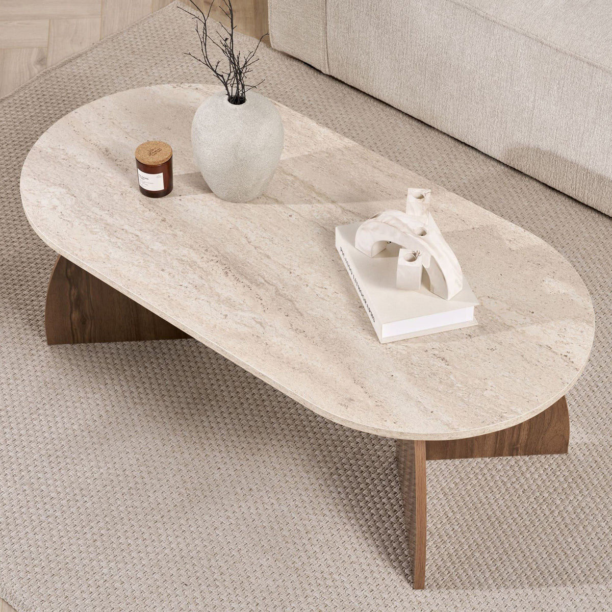 Rani Home Orta Sehpa Traverten - Venedik Cevizi 120 Cm AB-5747