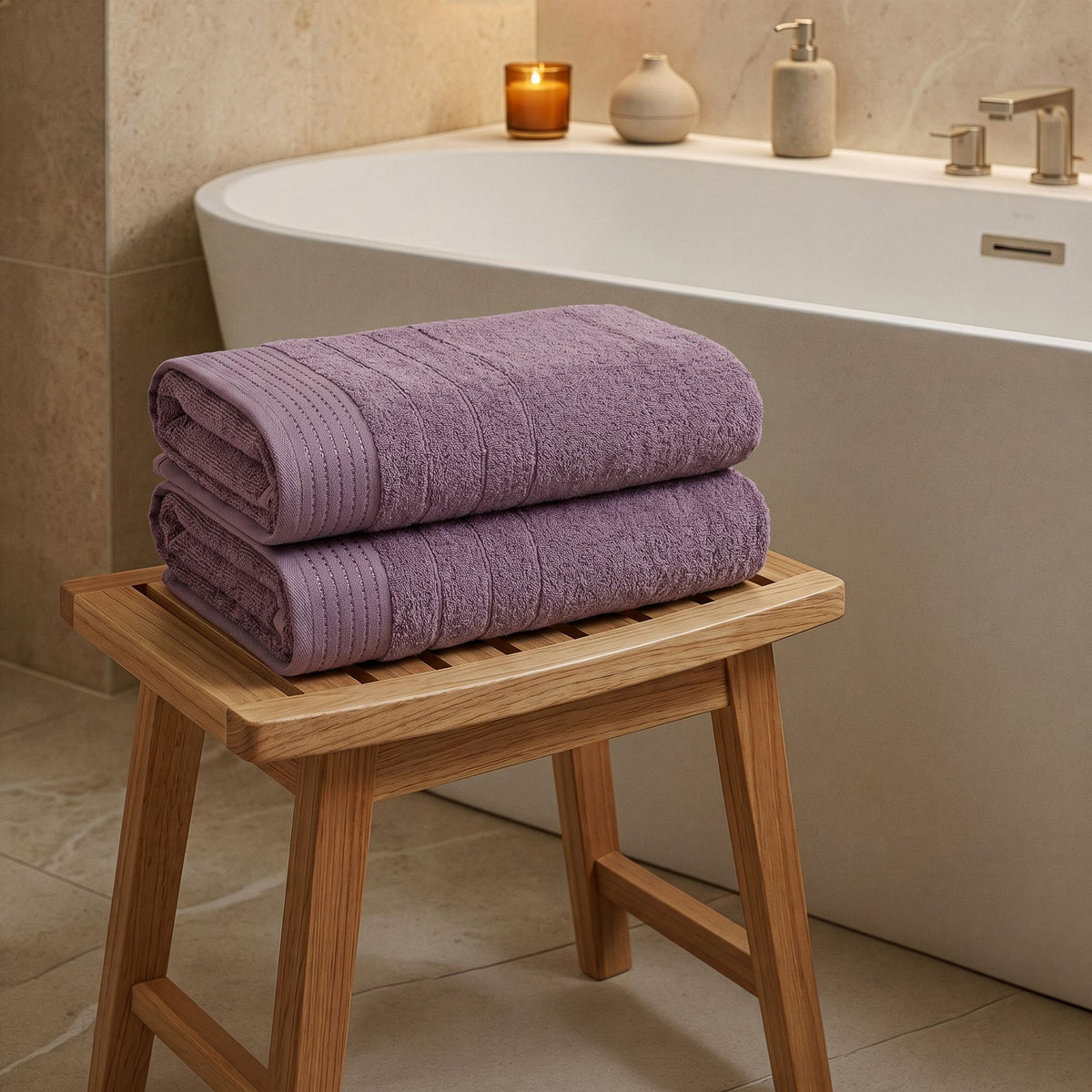 Rani Home Banyo Havlusu Seti  Lila BD-6430
