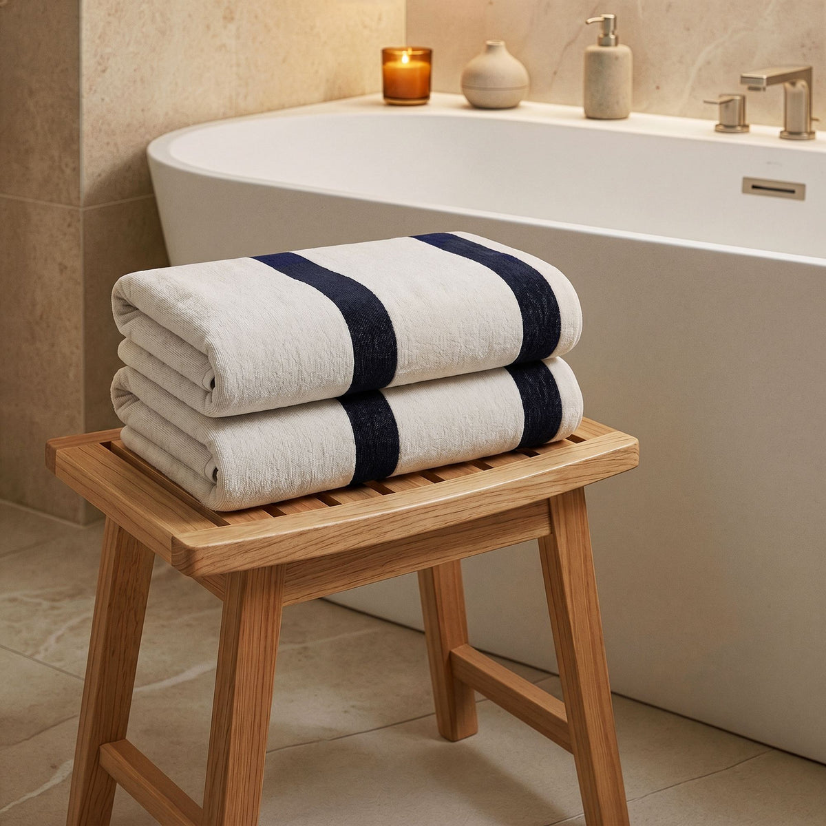 Rani Home Banyo Havlusu Seti  Krem - 
Siyah BD-6442