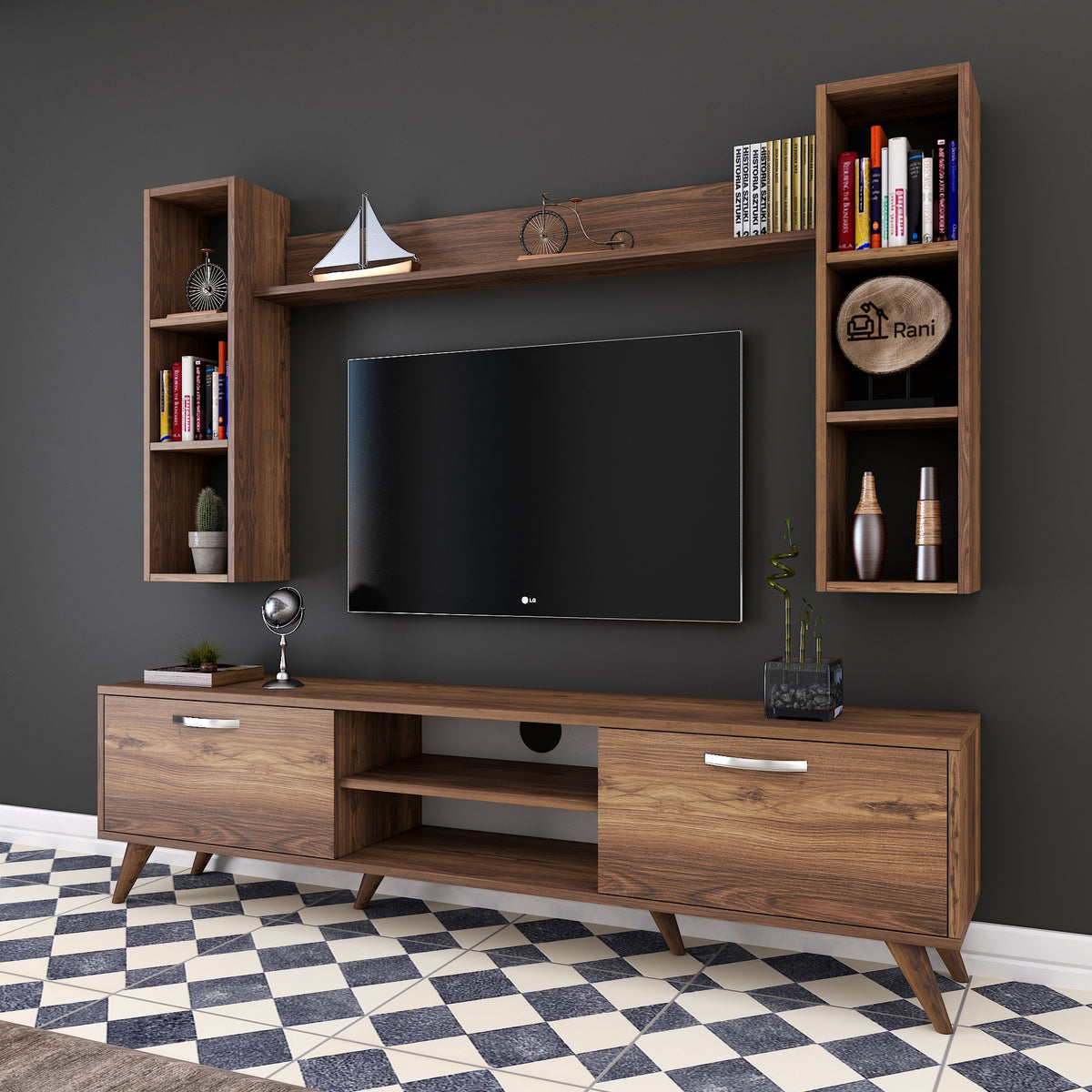 kitaplıklı tv ünitesi