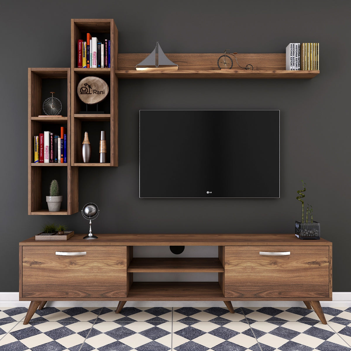kitaplıklı tv ünitesi