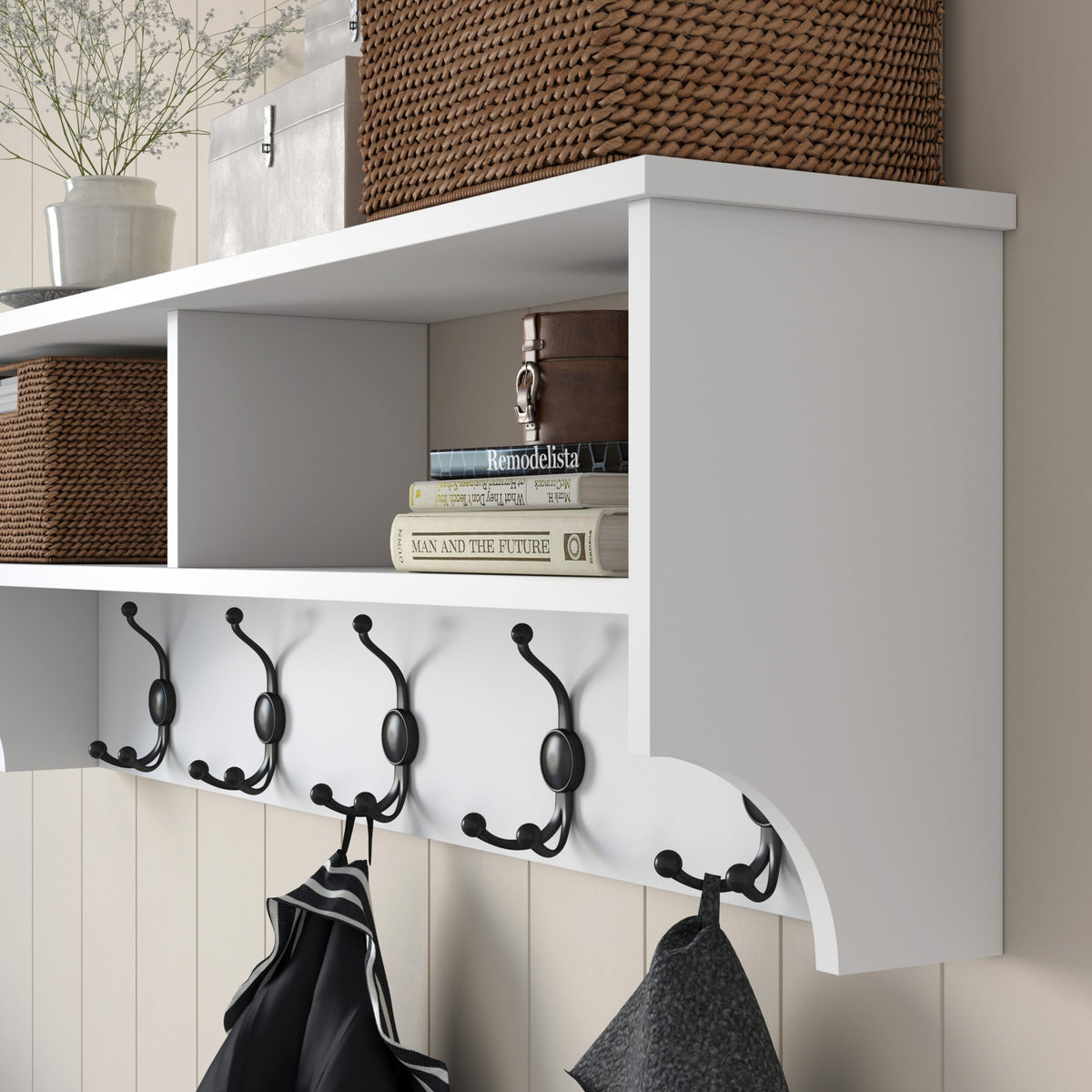 Rani P2 Modern Portmanto Duvar Askısı Vestiyer Askılık Beyaz 120 Cm