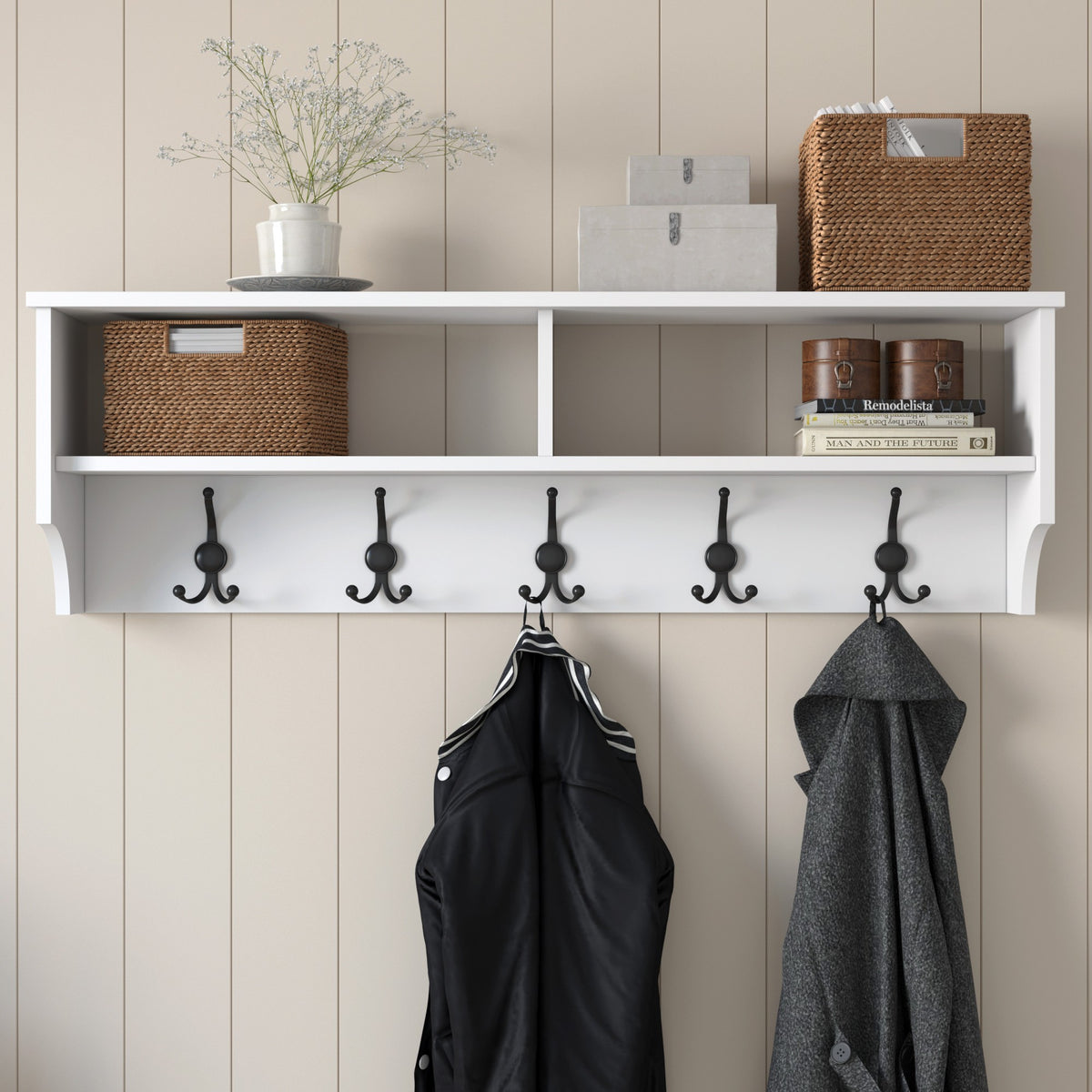 Rani P2 Modern Portmanto Duvar Askısı Vestiyer Askılık Beyaz 120 Cm