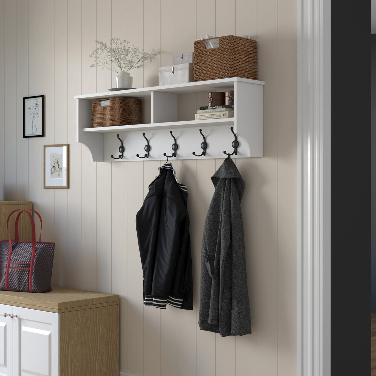 Rani P2 Modern Portmanto Duvar Askısı Vestiyer Askılık Beyaz 120 Cm