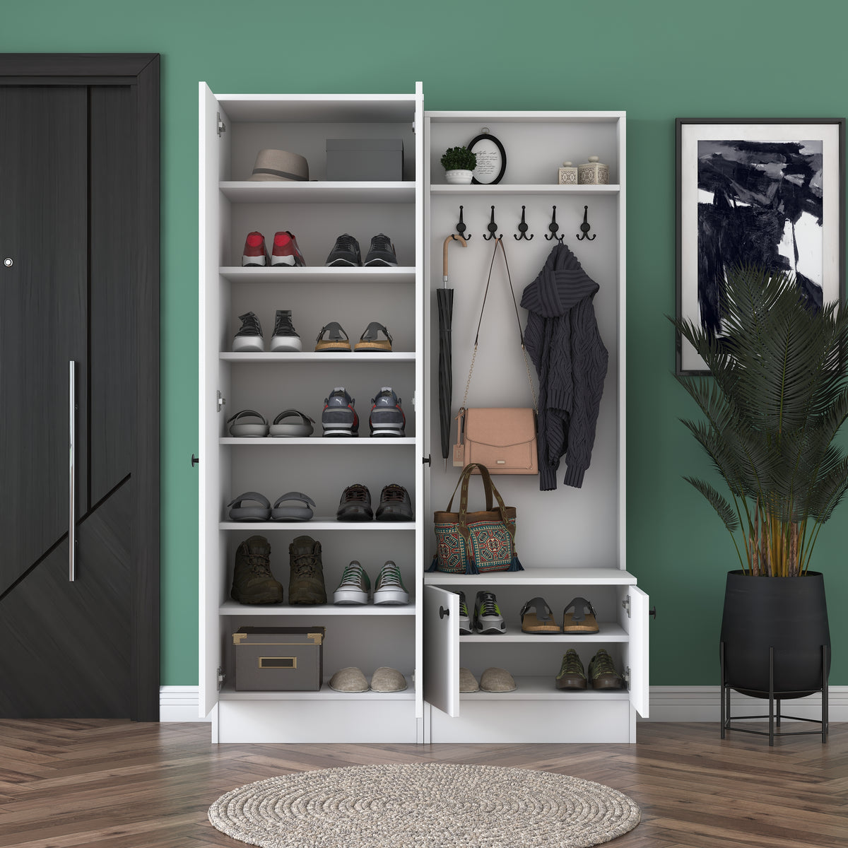 Rani P6 Modern Portmanto Ayakkabılık Vestiyer Beyaz M11