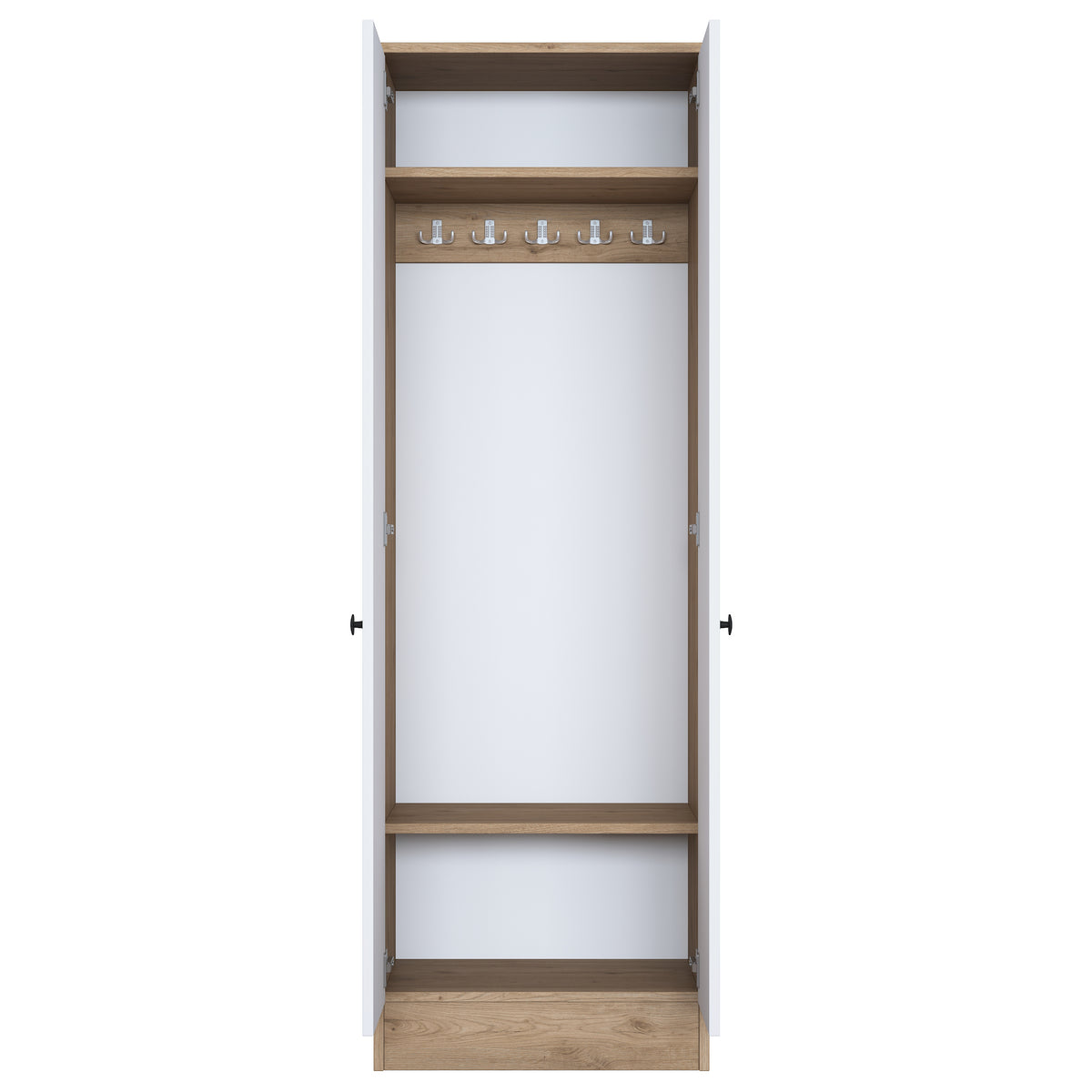Rani P6 Modern Kapaklı Portmanto Askılık Vestiyer Sepet Ceviz - Beyaz M14
