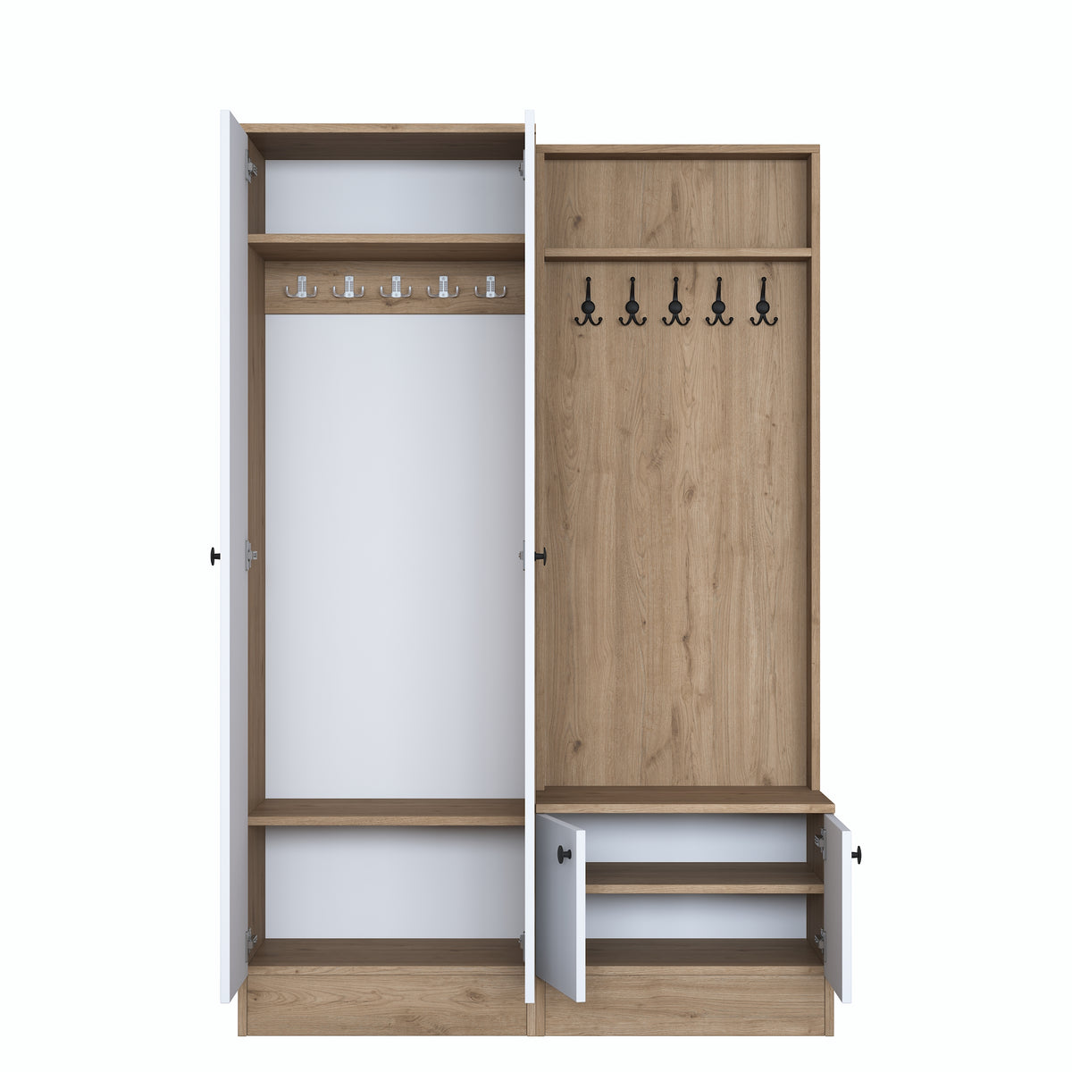 Rani P6 Modern Portmanto Ayakkabılık Vestiyer Sepet Ceviz - Beyaz M5