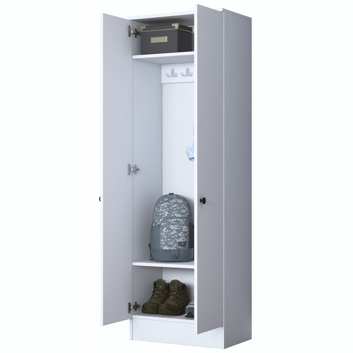 Rani P6 Modern Kapaklı Portmanto Askılık Vestiyer Beyaz M14