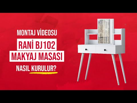 Rani BJ102 Makyaj Masası 2 Çekmeceli Raflı Aynalı Takı Düzenleyici + Tabure Takım Beyaz