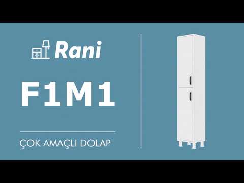 Rani F1 Çok Amaçlı Dolap 2 Kapaklı 6 Raflı Banyo Kiler Mutfak Dolabı Beyaz M1